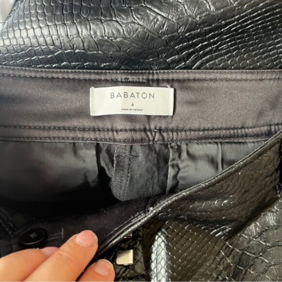 Aritzia Babaton Command Pants Black Snakeskin Embossed - Picture 8 of 10